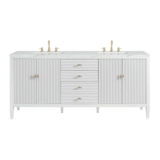 72 Inch Myrrin Freestanding Vanity in Bright White / Ethereal Noctis Top
