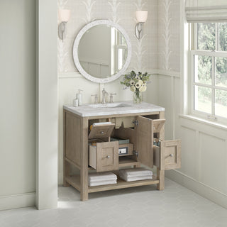 36 Inch Breckenridge Freestanding Vanity in Whitewashed Oak / Victorian Silver Top