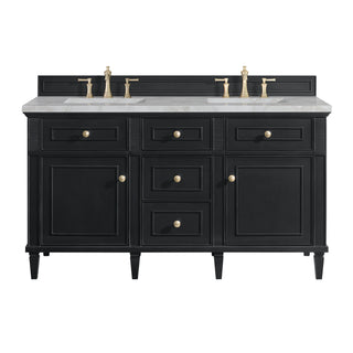 60 Inch Lorelai Freestanding Vanity in Black Onyx / Victorian Silver Top