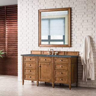 60 Inch Brittany Freestanding Vanity in Saddle Brown / Parisien Bleu Top