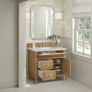36 Inch Lorelai Freestanding Vanity in Light Natural Oak / Carrara White Top