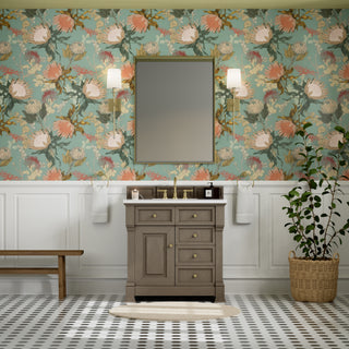 36 Inch Brookfield Freestanding Vanity in Pecan / White Zeus Top