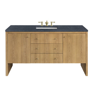 60 Inch Hudson Freestanding Vanity in Light Natural Oak / Charcoal Soapstone Top