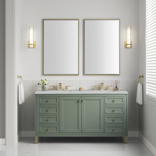 60 Inch Chicago Freestanding Vanity in Smokey Celadon / Ethereal Noctis Top