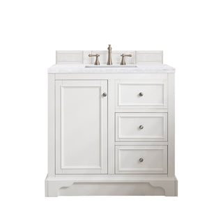 37.25 Inch De Soto Freestanding Vanity in Bright White / Arctic Fall Solid Surface Top