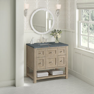 36 Inch Breckenridge Freestanding Vanity in Whitewashed Oak / Parisien Bleu Top