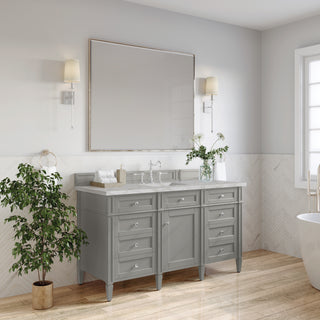 60 Inch Brittany Freestanding Vanity in Urban Gray / Victorian Silver Top