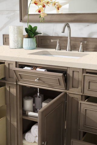 60 Inch Bristol Freestanding Vanity in Whitewashed Walnut / Eternal Marfil Top