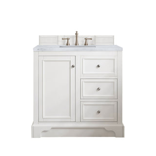 37.25 Inch De Soto Freestanding Vanity in Bright White / Carrara White Top