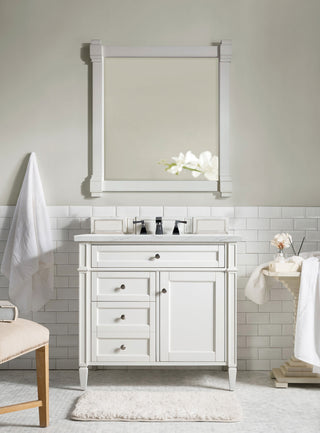 36 Inch Brittany Freestanding Vanity in Bright White / Ethereal Noctis Top
