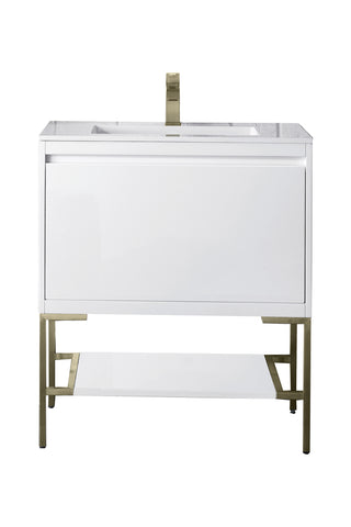 31.5 Inch Mantova Freestanding Vanity in Glossy White / Glossy White Top