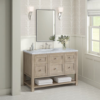 48 Inch Breckenridge Freestanding Vanity in Whitewashed Oak / Carrara White Top