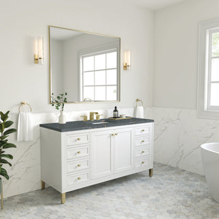 60 Inch Chicago Freestanding Vanity in Glossy White / Parisien Bleu Top