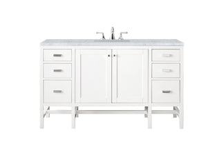 60 Inch Addison Freestanding Vanity in Glossy White / Carrara White Top