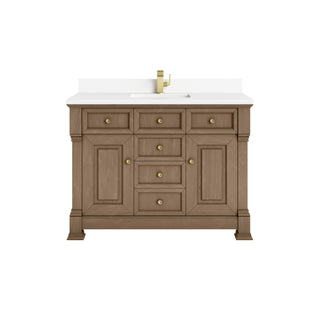 48 Inch Brookfield Freestanding Vanity in Pecan / White Zeus Top