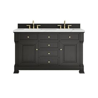 60 Inch Brookfield Freestanding Vanity in Black Onyx / Ethereal Noctis Top