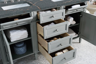 60 Inch Brittany Freestanding Vanity in Urban Gray / Parisien Bleu Top