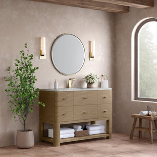 48 Inch Lucian Freestanding Vanity in Pebble Oak / Victorian Silver Top