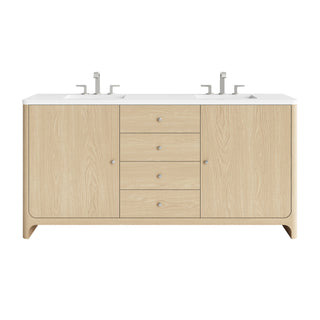 72 Inch Gracyn Freestanding Vanity in Coastal Driftwood / White Zeus Top