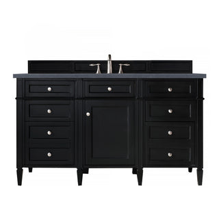 60 Inch Brittany Freestanding Vanity in Black Onyx / Charcoal Soapstone Top