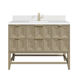 48 Inch Emmeline Freestanding Vanity in Pebble Oak / White Zeus Top