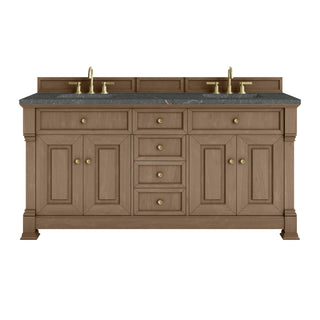 72 Inch Brookfield Freestanding Vanity in Pecan / Parisien Bleu Top