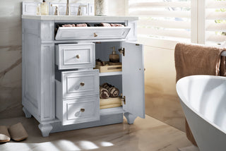 30 Inch Bristol Freestanding Vanity in Bright White / Eternal Jasmine Pearl Top