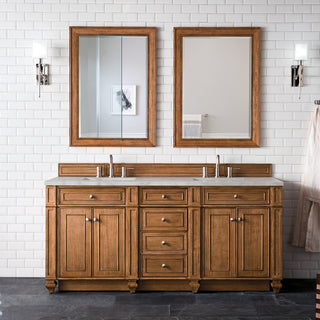 72 Inch Bristol Freestanding Vanity in Saddle Brown / Victorian Silver Top