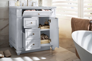 30 Inch Bristol Freestanding Vanity in Bright White / Carrara White Top