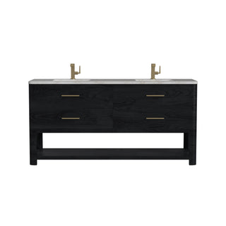 72 Inch Lucian Freestanding Vanity in Carbon Oak / Victorian Silver Top
