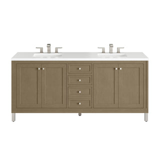 72 Inch Chicago Freestanding Vanity in Walnut Whisper / White Zeus Top