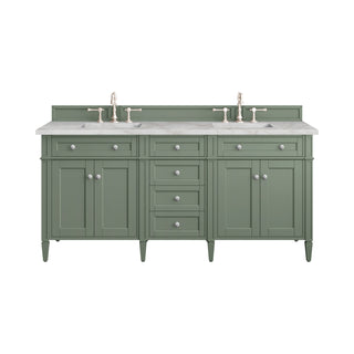72 Inch Brittany Freestanding Vanity in Smokey Celadon / Victorian Silver Top