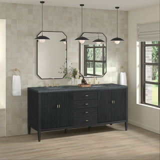 72 Inch Myrrin Freestanding Vanity in Carbon Oak / Parisien Bleu Top