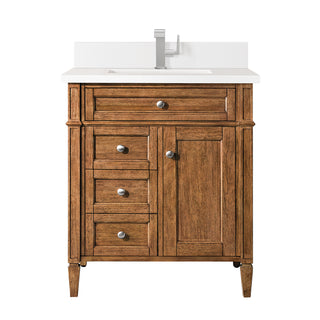 30 Inch Brittany Freestanding Vanity in Saddle Brown / White Zeus Top