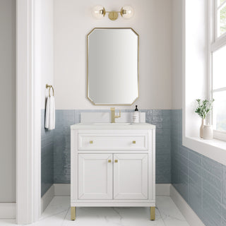 30 Inch Chicago Freestanding Vanity in Glossy White / White Zeus Top
