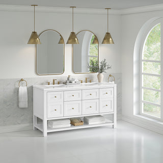 60 Inch Breckenridge Freestanding Vanity in Bright White / White Zeus Top