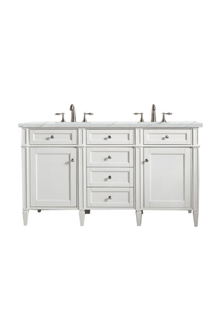 60 Inch Brittany Freestanding Vanity in Bright White / Ethereal Noctis Top
