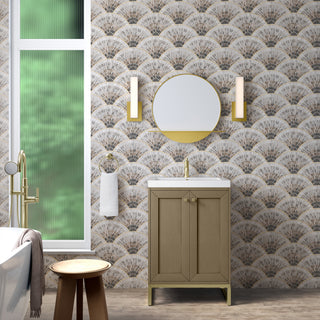 23.63 Inch Chianti Freestanding Vanity in Walnut Whisper / White Glossy Top