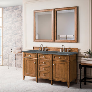 60 Inch Brittany Freestanding Vanity in Saddle Brown / Parisien Bleu Top