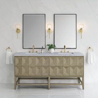 72 Inch Emmeline Freestanding Vanity in Pebble Oak / Carrara White Top