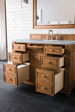 48 Inch Bristol Freestanding Vanity in Saddle Brown / Carrara White Top