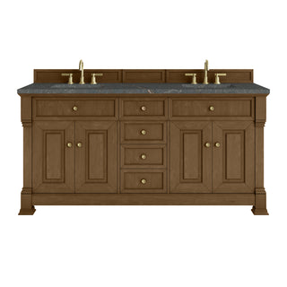 72 Inch Brookfield Freestanding Vanity in Honey Oak / Parisien Bleu Top