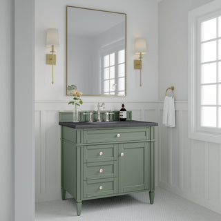 36 Inch Brittany Freestanding Vanity in Smokey Celadon / Charcoal Soapstone Top