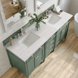 72 Inch Brittany Freestanding Vanity in Smokey Celadon / Arctic Fall Top
