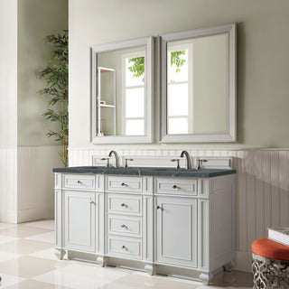 60 Inch Bristol Freestanding Vanity in Bright White / Parisien Bleu Top