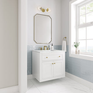 30 Inch Chicago Freestanding Vanity in Glossy White / Ethereal Noctis Top