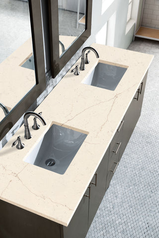 72 Inch Metropolitan Dual Mount Vanity in Silver Oak / Eternal Marfil Top