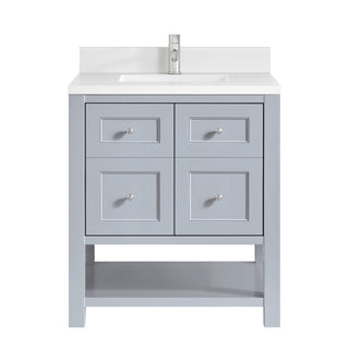 30 Inch Breckenridge Freestanding Vanity in Serenity Blue / White Zeus Top