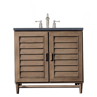 36 Inch Portland Freestanding Vanity in Whitewashed Walnut / Charcoal Soapstone Top