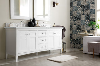 72 Inch Palisades Freestanding Vanity in Bright White / Ethereal Noctis Top